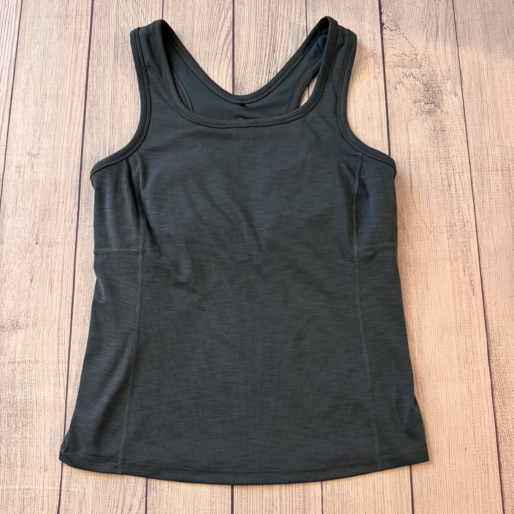 PrAna  Becksa Racer Tank Top Built in Bra Size XL Workout Fitness Yoga Ribbed
